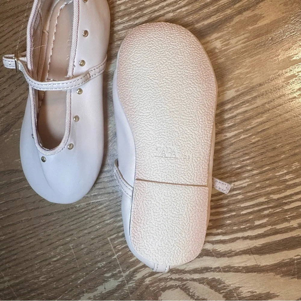 Zara Terez Blush Pink Mary Jane Flats with Gold Studs